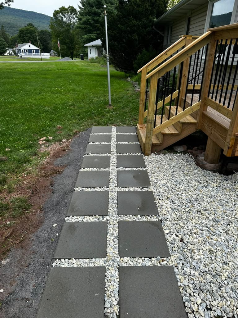 Paver walkway installation at a Massachusetts residential property